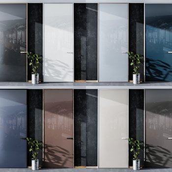 现代玻璃办公室门组合3D模型