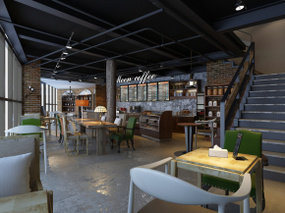 工业风咖啡厅3D模型