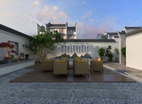 中式花园庭院3D模型