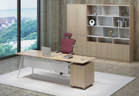 现代班台办公椅书柜组合3D模型