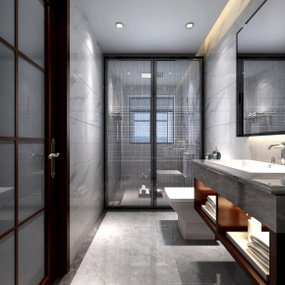 新中式淋浴间卫生间3D模型