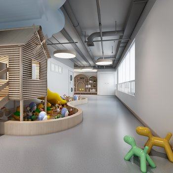 现代幼儿园3D模型