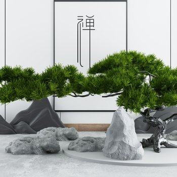 新中式庭院景观小品枯山水 3D模型