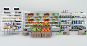 现代水果超市柜架3d模型