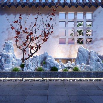新中式假山干枝景观小品组合3D模型
