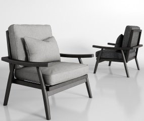 现代实木布艺沙发组合3d模型