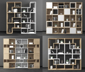 现代书柜装饰柜摆件组合3d模型