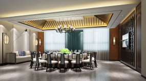 新中式餐厅包房3D模型