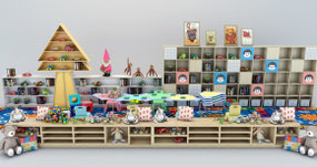 现代儿童玩具柜架摆件组合3d模型