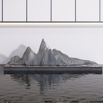 新中式山水雕塑3D模型