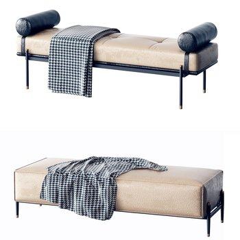 现代轻奢床尾凳沙发凳组合3D模型