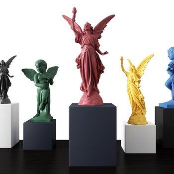 现代石膏人物雕塑天使3D模型
