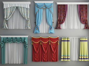 欧式窗帘窗纱组合3D模型