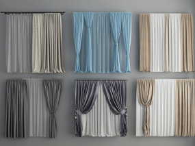 现代窗帘窗纱组合3D模型