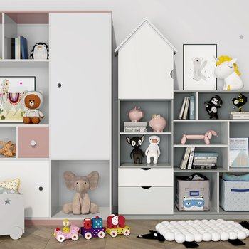 北欧儿童衣柜书柜3D模型