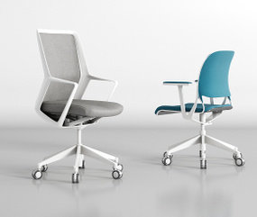 现代布艺办公椅组合3D模型