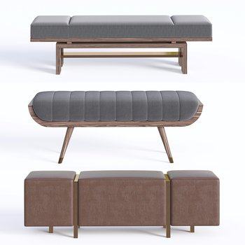 现代床尾凳组合3D模型