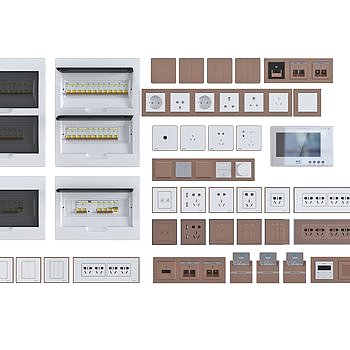开关网线面板强弱电箱3D模型