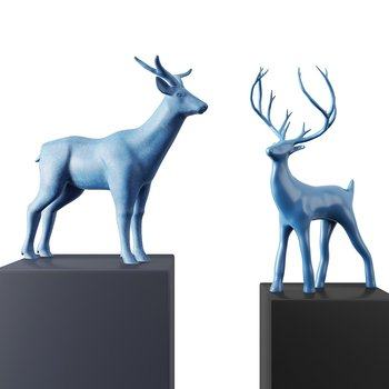 现代动物雕塑摆件鹿3D模型