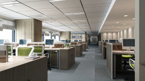 新中式敞开式办公区3D模型