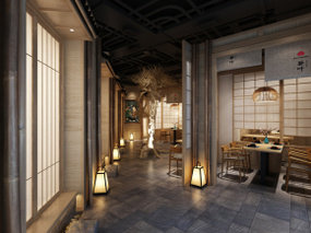 日式休闲餐厅走廊3D模型
