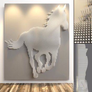 现代创意白马墙饰3D模型