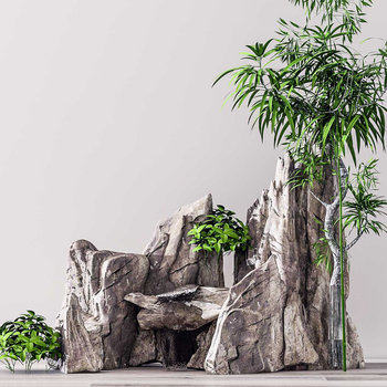 植物景观太湖石石头3D模型
