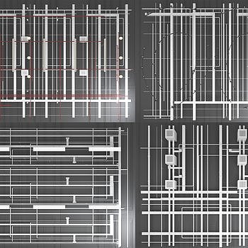 工业风金属管道吊顶组合3D模型