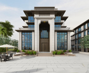 新中式别墅外观3D模型