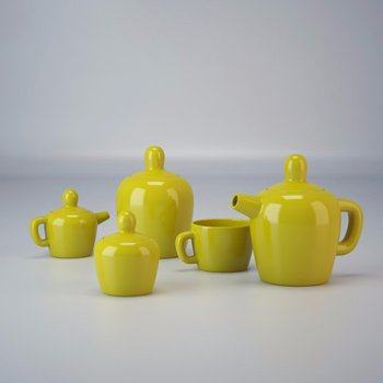 现代茶具组合3D模型