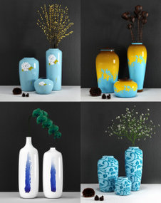 中式陶瓷花瓶组合3D模型
