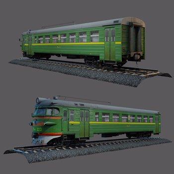 工业风绿皮火车3D模型