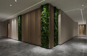 现代酒店过道绿植墙3D模型
