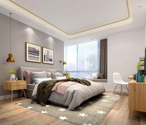 北欧主人房卧室3D模型