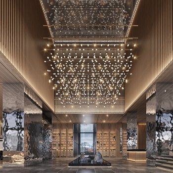 新中式酒店大厅3D模型
