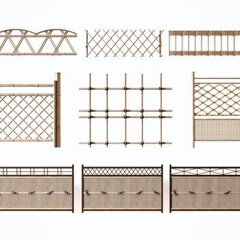 新中式围栏篱笆3D模型