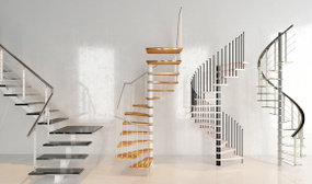现代旋转铁艺楼梯组合3D模型