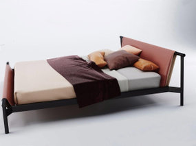 现代布艺单人床3D模型