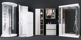 现代淋浴房卫浴柜架组合3D模型