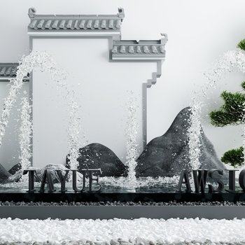 新中式水景喷泉3D模型