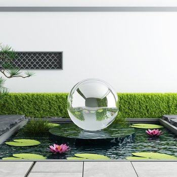 新中式庭院水景3D模型