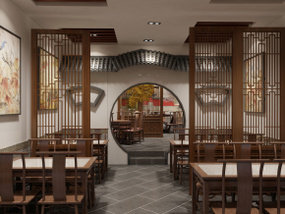 中式餐厅前台3D模型