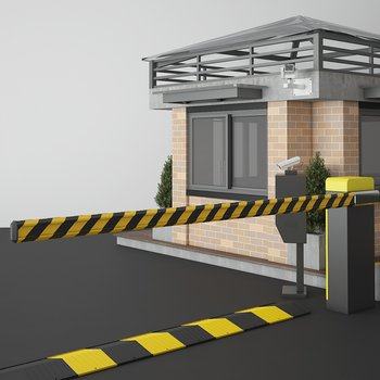 现代小区停车场收费站物业公司大门传达室门禁亭3D模型