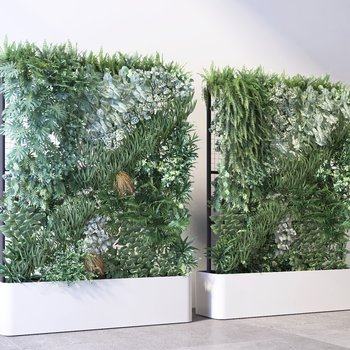 现代盆栽盆景植物墙3D模型