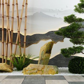 新中式庭院景观 3D模型