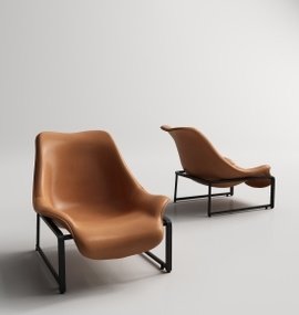 现代皮革休闲椅3D模型