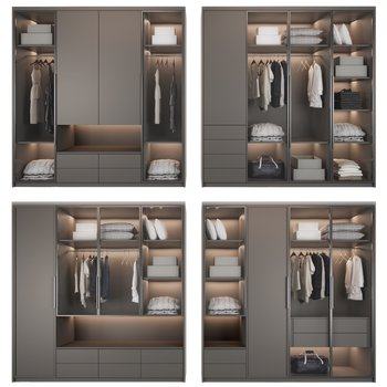 现代衣柜组合3D模型