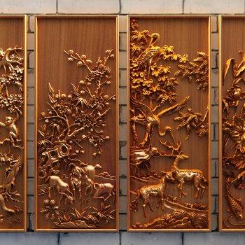 中式木雕挂屏3D模型