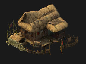 现代农村稻草屋3D模型