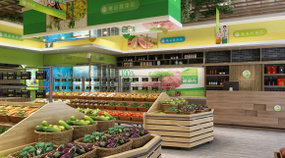 现代生鲜蔬菜粮油食品超市3D模型